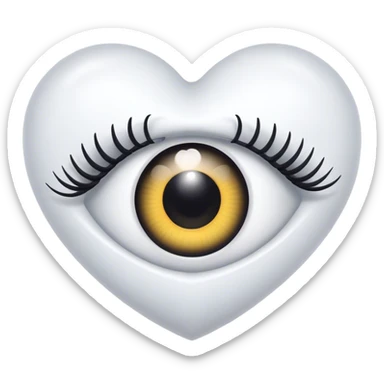 White heart with one eye with eyelashes  sticker
