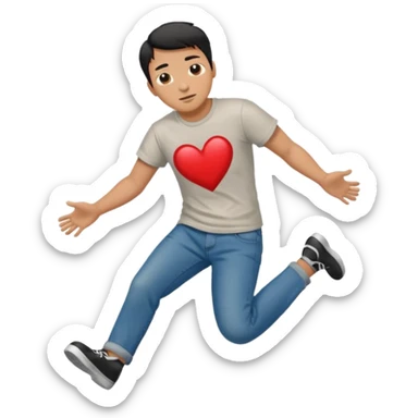 asian man with heart eyes slip and fall on sidewalk  sticker