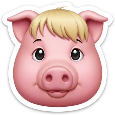 pig with blonde fringe sticker