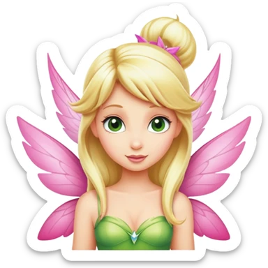 Tinkerbell with long blonde hair and pink wings  sticker