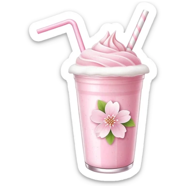 Cute Pastel pink and white Cherry Blossom Sakura Smoothie sticker