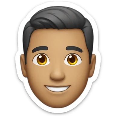 Light skin smiling indian guy with short middle part hair sticker