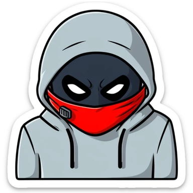 evil burglar with black and red face mask sticker