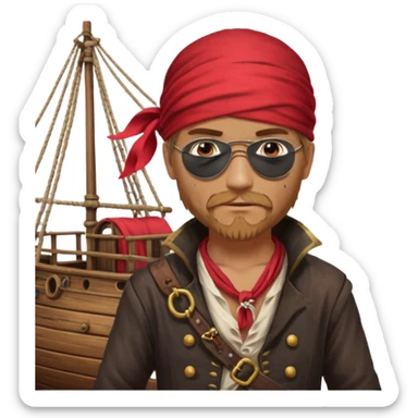 Pirat man standing ship sticker