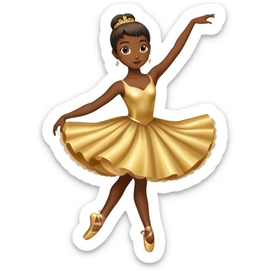 dark-skinned ballerina dancing with shiny golden dress sticker