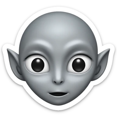 Grey alien head, almond-shaped eyes solid black, entire eye black, no white or iris, slanted, pale grey skin, cartoon emoji, no background


 sticker