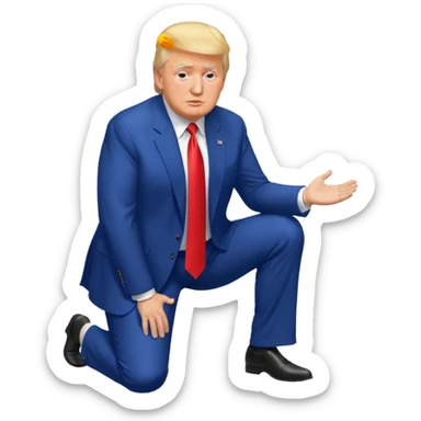 Donald Trump on his knees. Bill Clinton is standing up. sticker