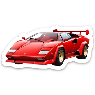 Minimalist red Lamborghini Countach, simple clean lines, minimal details, sleek design sticker