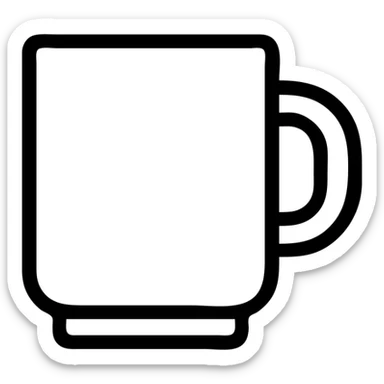 bold outline cafe icon with coffee mug focus sticker