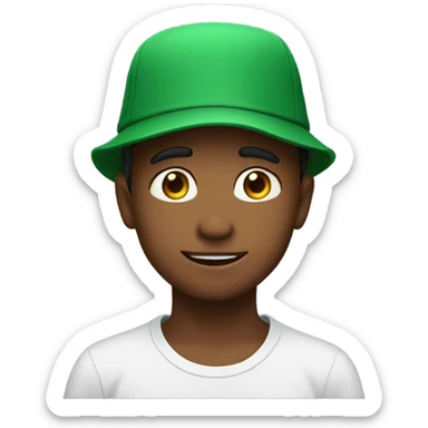 My son wearing a green hat  sticker