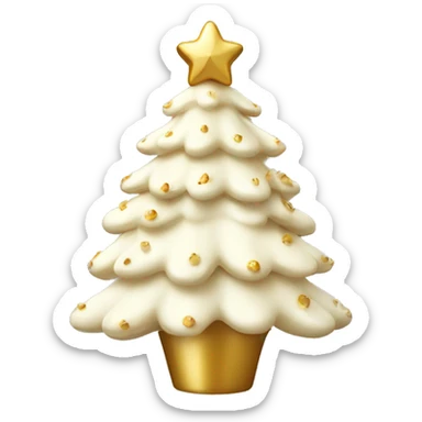 vanilla  Christmas tree with white and gold decorations sticker