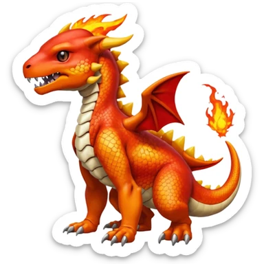 Shiny Cubone-Greymon-Salandit-Charmeleon-Fakémon-hybrid-creature (full body)  sticker