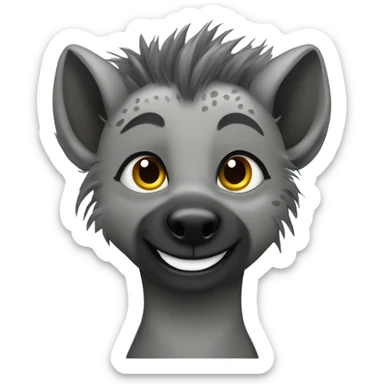 Gray female hyena with hawk hair style grinning  sticker