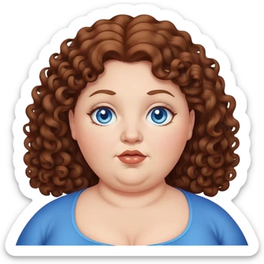 Obese white woman with blue eyes and brown curly hair  sticker