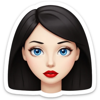 Sassy dark hair woman with blue eyes sticker