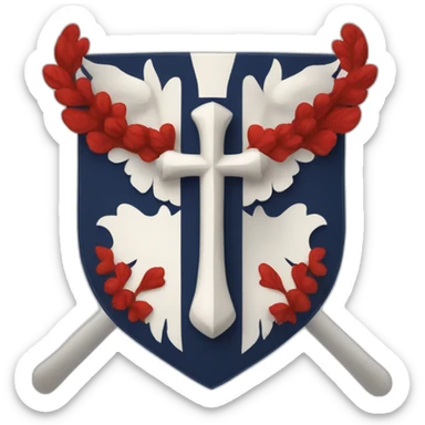 coat of arms, lower half red,upper half navy blue, white cross in the middle sticker