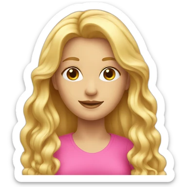 blonde lady with long hair and pink sticker