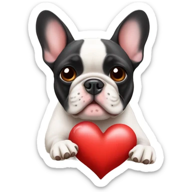 French bulldog with heart sticker