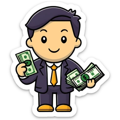 accountant with money and financial graphs sticker