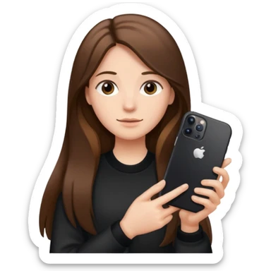 긴 갈색머리에 아이폰17프로를 들고있어 sticker