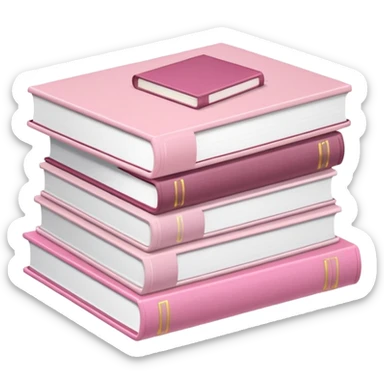 White and light pink books, stacked on a pile sticker