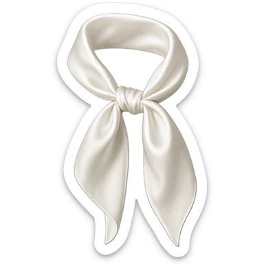 white silk scarf, tied in a loose knot, smooth and glossy, no background sticker