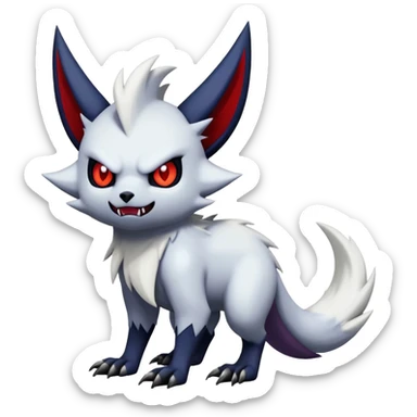 Vampiric feral emo dark Zangoose-Absol-Noibat-Fakémon-hybrid-creature (full body) sticker