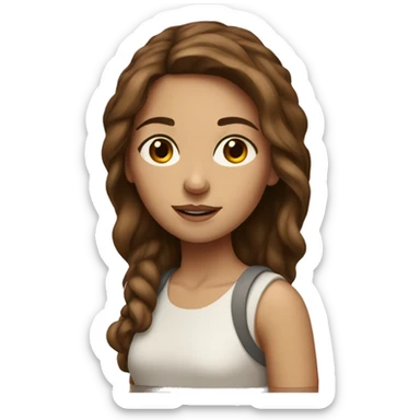 Ran girl with brown hair painting sticker