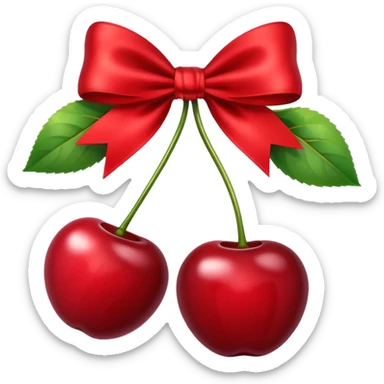two cherries connected with a bow sticker