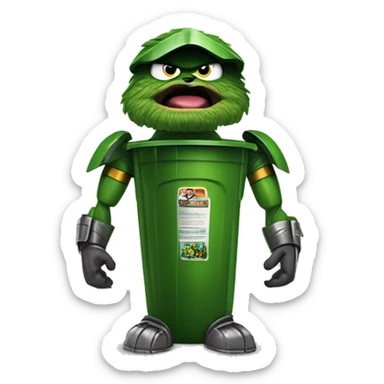 Oscar the Grouch Power Ranger:
Green Grump Ranger
Donning green armor with rugged, trash-inspired details, Oscar uses a trash can shield and a grouchy growl that sends enemies running. He’s strong, stubborn, and fiercely loyal. sticker