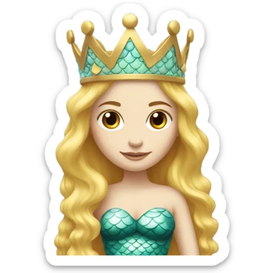 white face mermaid princess crown on head golden hairs full body cover sticker