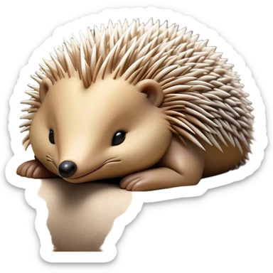 Meme-Worthy Cute Sleeping Echidna Portrait Emoji, Head resting peacefully with a contented smile, showcasing a delightfully compact build and a luxuriously soft spiky fur, eyes shut in a serene, restful nap, Simplified yet hilariously adorable features, highly detailed, glowing with a soft, drowsy light, high shine, relaxed and utterly lovable, stylized with an air of playful laziness, bright and heartwarming, soft glowing outline, capturing the essence of a comically sleepy echidna, so meme‐worthy it feels like it could instantly become the next viral sensation of adorable slumber! sticker
