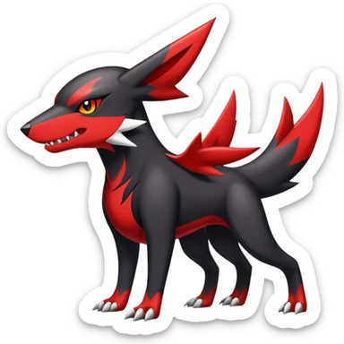 Cute cool black red animal Gabite-Sharpedo-Houndoom-hybrid Fakemon full body sticker