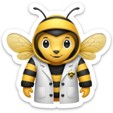 a bumblebee wearing a lab coat sticker
