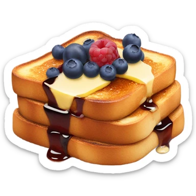 french toast with blueberries, maple syrup, and butter on top sticker