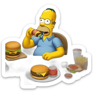 Homer Simpson eating hamburguer sticker