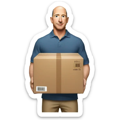 jeff bezos holding amazon parcel sticker