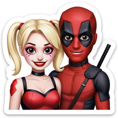 harley quinn and deadpool sticker