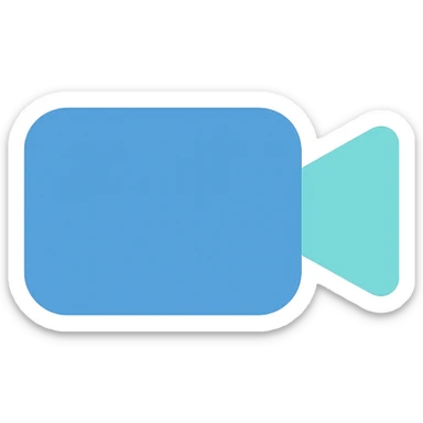 Video camera icon, flat emoji style, outline with blue and turquoise colors sticker
