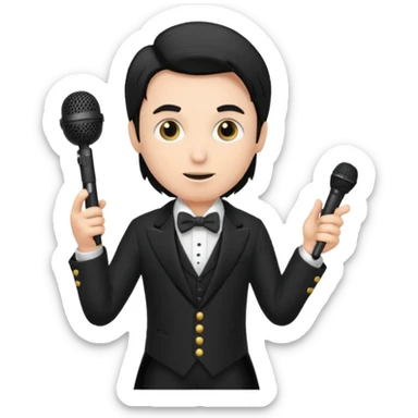 Pavlin is the host at the event. He's in a tailcoat and holding a microphone sticker