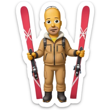 Homer Simpson qui fait du ski sticker