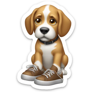 A dog pooping in shoes sticker