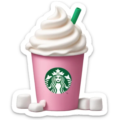 Starbucks pink cup with wipped cream and mini marshmallows on top sticker
