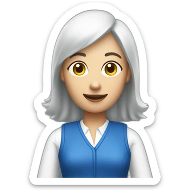 Ikea manager woman with white gloves and blue  vest sticker