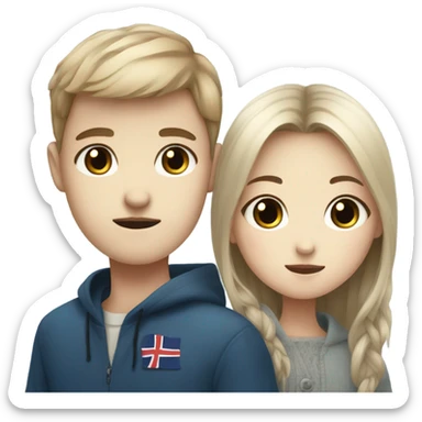Black eyed Korean girl with her blue eyed norwegian boyfriend sticker