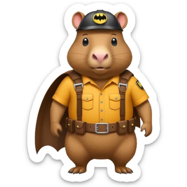 Batman bob the builder as a capybara sticker