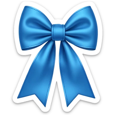 neatly tied blue bow, apple emoji style sticker