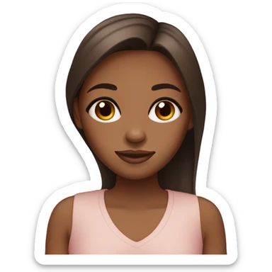 brown skin girl, almond shaped eyes, brown eyes, long straight hair sticker