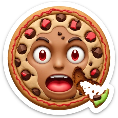 Angry emoji that’s eating a lot of cookies sticker