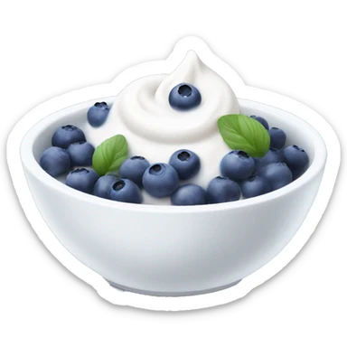 White bowl with yogurt and blueberries sticker